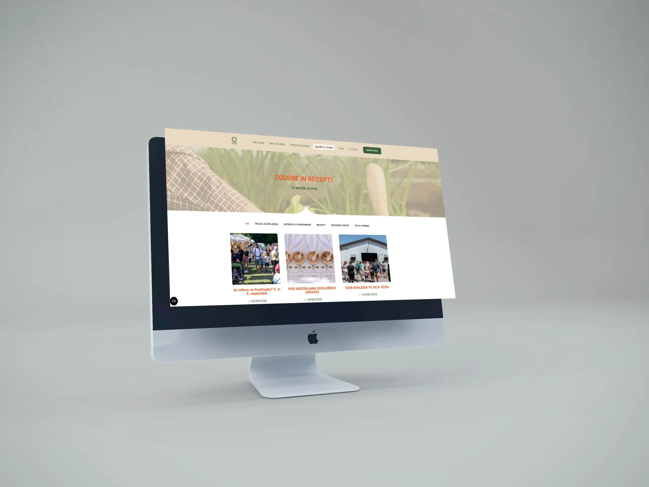 Stories and recipes section on desktop.