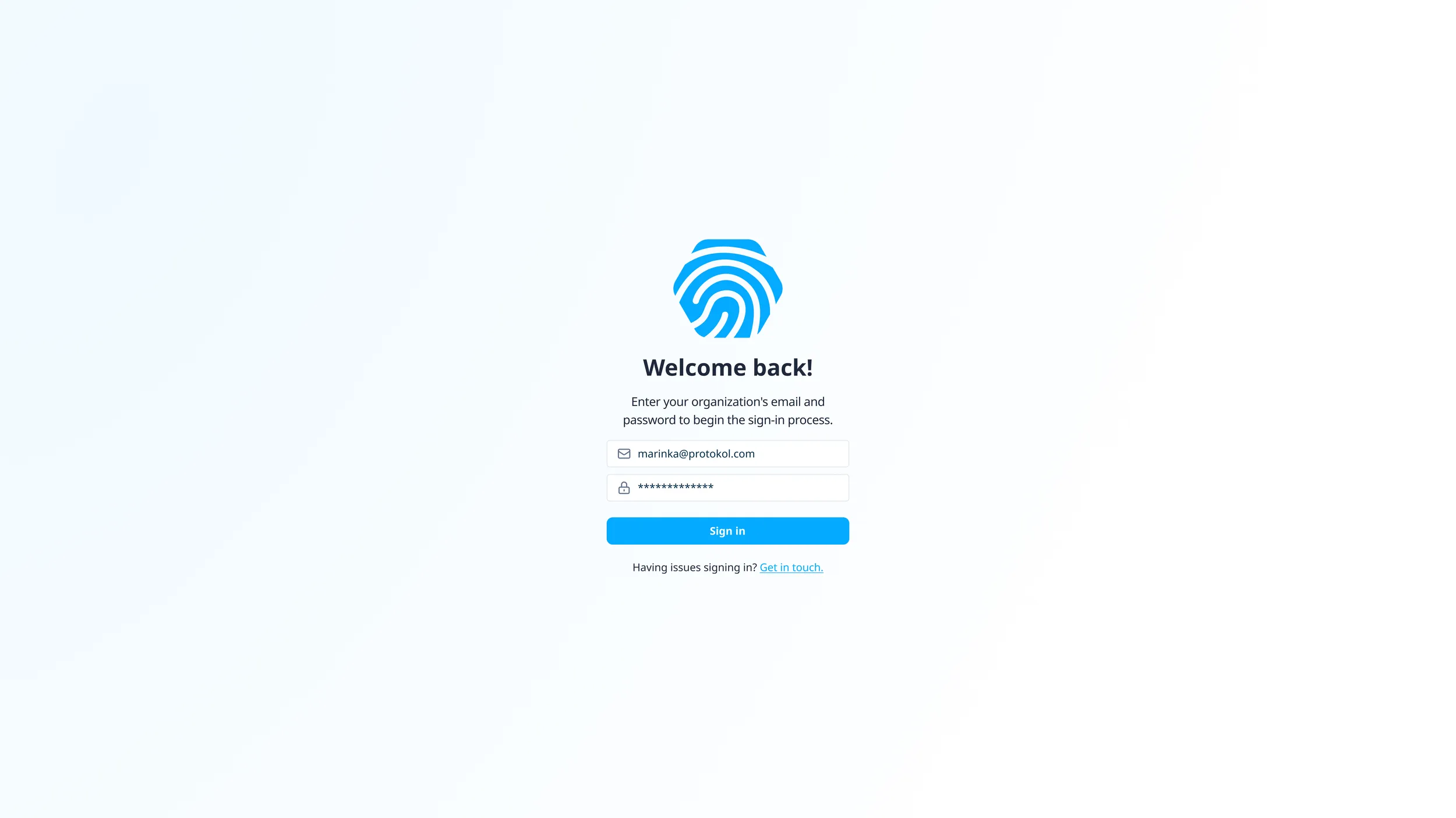 Enterprise Wallet sign-in screen.