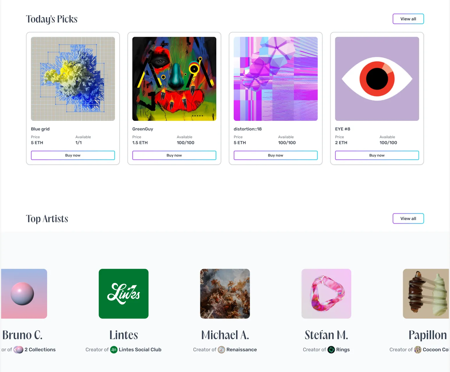 Home in light mode: Today’s Picks and Top Artists.
